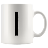 "AO APPAREL: LetterMug (F, G, H, I, J)" 11oz Coffee Mug (White)