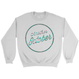 "ANOTHER OCTOBER: White Floral" Unisex Crewneck Sweatshirt (White)