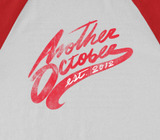 "ANOTHER OCTOBER: Red Established" Canvas Unisex Raglan Baseball Tee (Red)