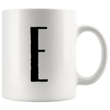 "AO APPAREL: LetterMug (A, B, C, D, E)" 11oz Coffee Mug (White)