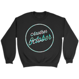 "ANOTHER OCTOBER: Floral & Fading" Unisex Crewneck Sweatshirt (Black)