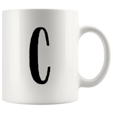 "AO APPAREL: LetterMug (A, B, C, D, E)" 11oz Coffee Mug (White)