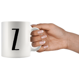 "AO APPAREL: LetterMug (Z)" 11oz Coffee Mug (White)