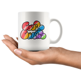 "COUCH COVERS: Rainbow Bubble" 11oz Coffee Mug (White)