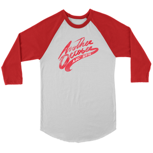 "ANOTHER OCTOBER: Red Established" Canvas Unisex Raglan Baseball Tee (Red)