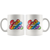 "COUCH COVERS: Rainbow Bubble" 11oz Coffee Mug (White)